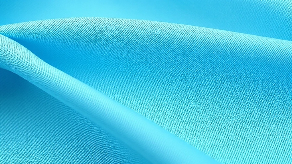 Close-up detail shot of high-quality baby blue dress fabric texture, showing seams and stitching craftsmanship