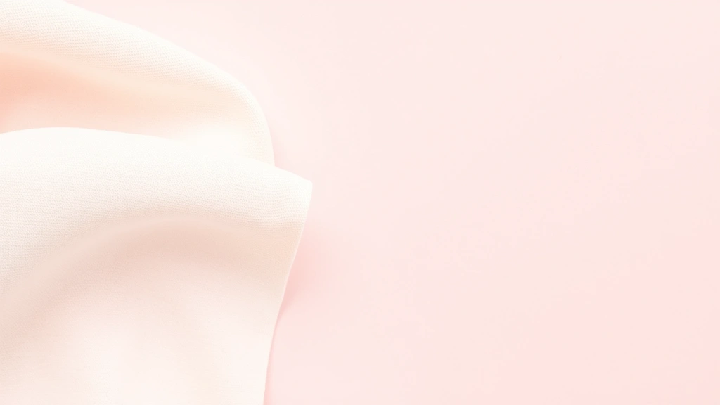 Close-up of soft organic cotton fabric texture against a pale pink background, showing natural fibers and weave detail, gentle and delicate