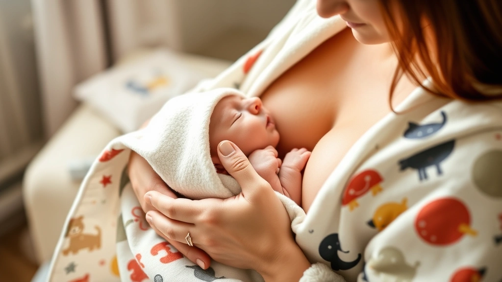 Mother and newborn bonding moment, mother wrapping baby gently in a personalized blanket during daytime, intimate and warm family connection, soft natural lighting
