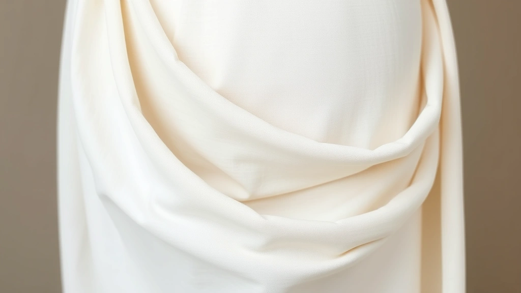 Close-up of maternity dress fabric textures including soft cotton, flowing jersey knit, and delicate linen materials draped gracefully showing different weave patterns and breathability