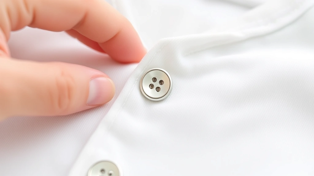 Close-up detail of quality snap buttons on a baby onesie being fastened, showing precision alignment and metal hardware against soft cotton fabric