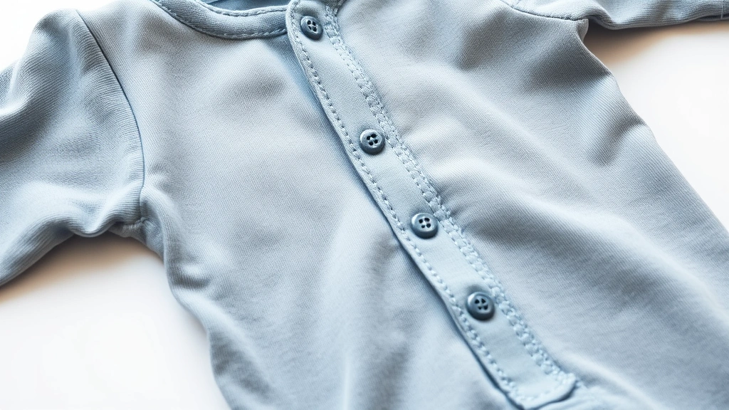 Close-up of preemie clothing with front snap closures and soft seams laid out on white surface, showing texture and construction details