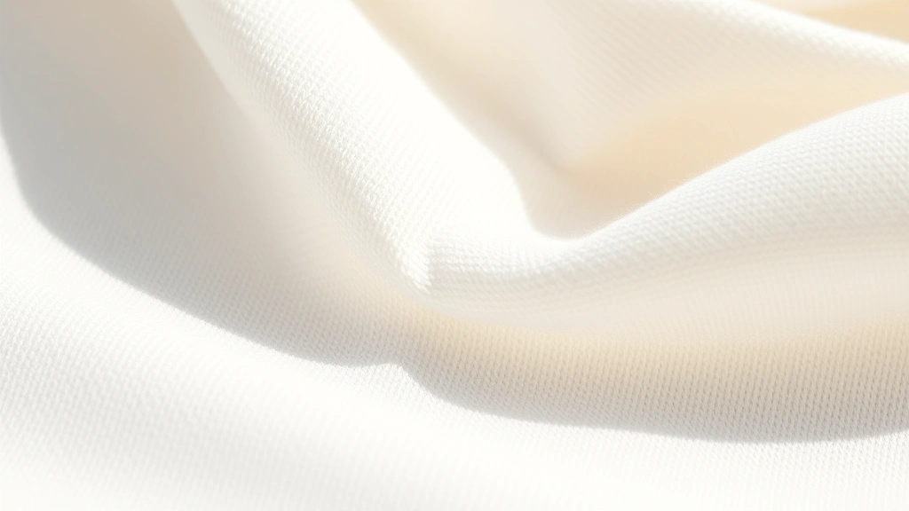 Close-up of quality fabric texture showing fine cotton weave and professional stitching on a cream-colored baby garment, with natural lighting highlighting craftsmanship