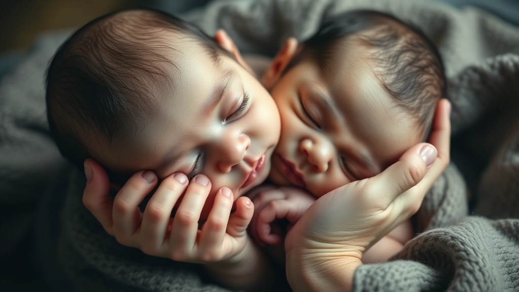 A newborn baby peacefully sleeping with tiny protected hands, showing gentle care and comfort in soft natural lighting