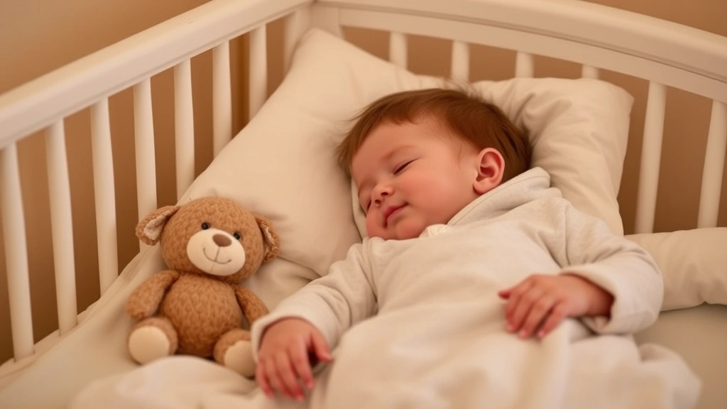 Toddler wearing cozy sleep sack in warm nursery, sleeping soundly with stuffed animal nearby, demonstrating safe wearable sleep solution for warmth without blanket hazards