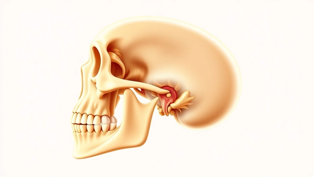 Cutaway anatomical illustration style showing baby's skull structure with developing tooth buds inside jawbone, transparent view, educational and clear visualization